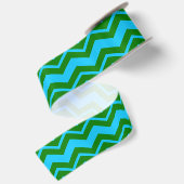 Grün Blau Chevron Zickzack-Design Satinband (Rückseite)
