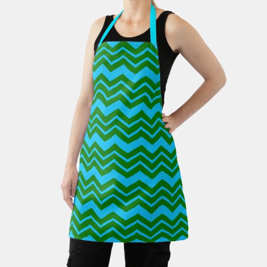 Grün Blau Chevron Zickzack-Design Schürze (InSitu)