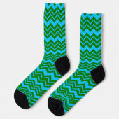 Grün Blau Chevron Zickzack-Design Socken (Linkes Detail)