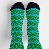 Grün Blau Chevron Zickzack-Design Socken (Oben)