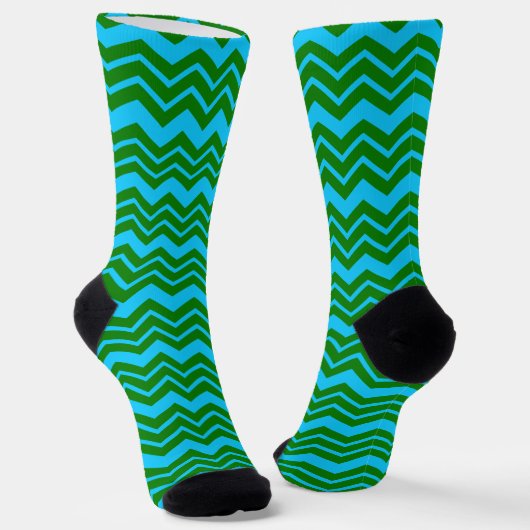 Grün Blau Chevron Zickzack-Design Socken (Gewinkelt)