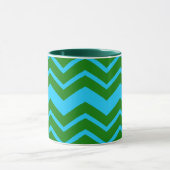 Grün Blau Chevron Zickzack-Design Tasse (Zentrum)