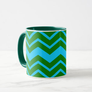 Grün Blau Chevron Zickzack-Design Tasse