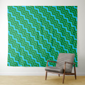 Grün Blau Chevron Zickzack-Design  Wandteppich (Beispiel (Horizontal))