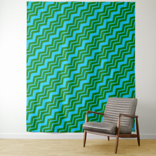 Grün Blau Chevron Zickzack-Design  Wandteppich (Beispiel)