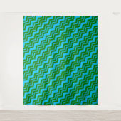 Grün Blau Chevron Zickzack-Design  Wandteppich (Vorderseite)