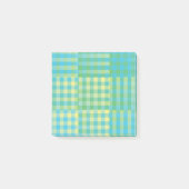 Grün Blau Gelb Karo Patchworkmuster Post-it Klebezettel (Vorderseite)