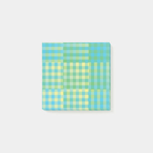 Grün Blau Gelb Karo Patchworkmuster Post-it Klebezettel