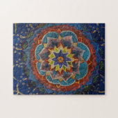 Grün, Blau, Gelb-Mandala-Malerei Puzzle (Horizontal)