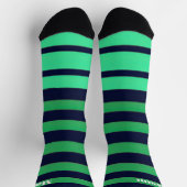 Grün-blau-gestreifte Crew-Socken für Männer oder F Socken (Oben)
