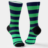 Grün-blau-gestreifte Crew-Socken für Männer oder F Socken (Gewinkelt)