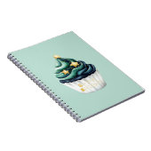 Grün Blau Gold Sterne Leuchten Hell Cupcake Notizblock (Rechte Seite)