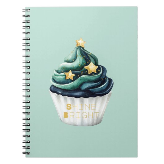 Grün Blau Gold Sterne Leuchten Hell Cupcake Notizblock (Vorderseite)