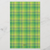 Grün-blau kariertes abstraktes Muster Briefpapier (Rückseite)