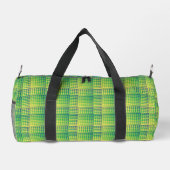 Grün-blau kariertes abstraktes Muster Klein Duffle Bag (Rückseite)