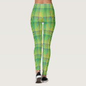 Grün-blau kariertes abstraktes Muster Leggings (Rückseite)