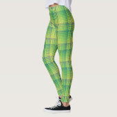 Grün-blau kariertes abstraktes Muster Leggings (Links)