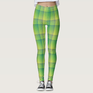 Grün-blau kariertes abstraktes Muster Leggings