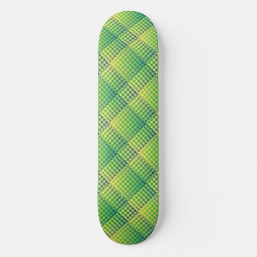 Grün-blau kariertes abstraktes Muster Skateboard (Vorderseite)