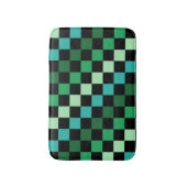 Grün Blau Kariertes Gingham-Muster Badematte (Vorderseite Vertikal)