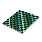 Grün Blau Kariertes Gingham-Muster Fliese (Seite)