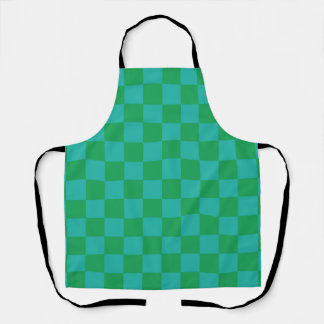 Grün Blau Kariertes Gingham-Muster Schürze