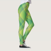 Grün Blau Karo abstraktes Muster Leggings (Rechts)