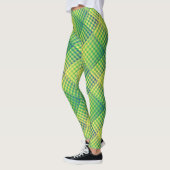 Grün Blau Karo abstraktes Muster Leggings (Links)