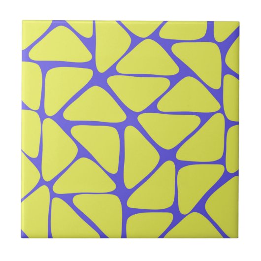 Grün Blau Neon Geometrisches Dreiecks Muster Fliese (Vorderseite)