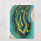 Grün, blau, pfirsichfarben, goldfarbene Folienpaar Einladung (Rückseite)