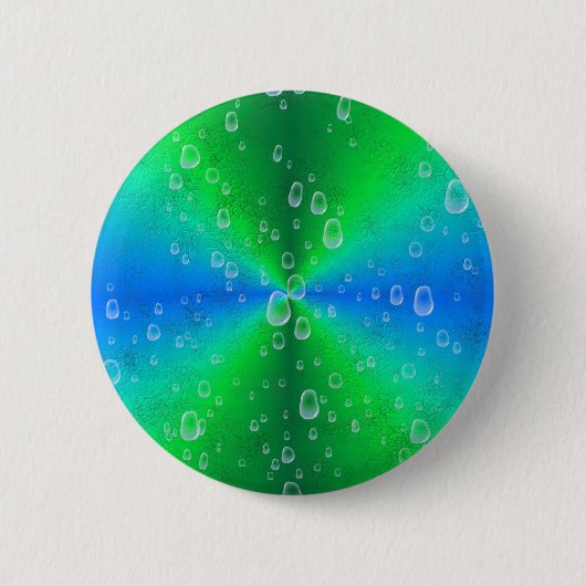 Grün blau Regenbogen mit Regentropfen Button (Vorderseite)