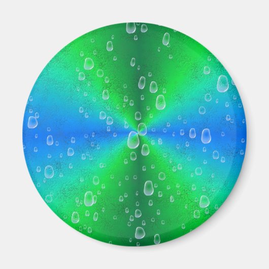 Grün blau Regenbogen mit Regentropfen Magnet (Vorne)
