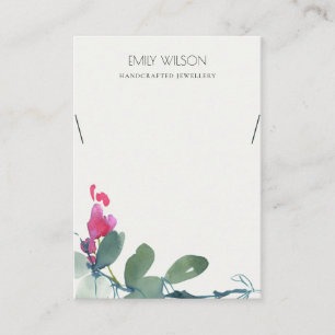 GRÜN BLAU ROSA EUCALYPTUS FAUNA HALSKETTE AUSLAGE VISITENKARTE