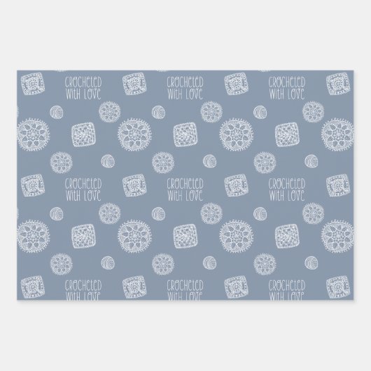 Grün-Blau-Rosa gestrichen mit Liebe Muster Geschenkpapier Set (Vorderseite 3)