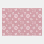 Grün-Blau-Rosa gestrichen mit Liebe Muster Geschenkpapier Set (Vorderseite 2)