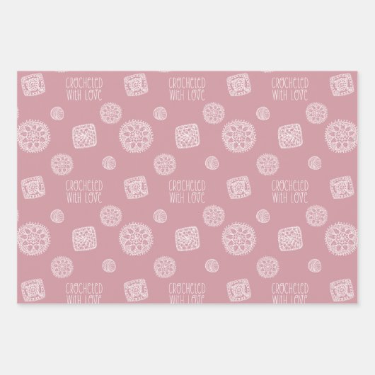 Grün-Blau-Rosa gestrichen mit Liebe Muster Geschenkpapier Set (Vorderseite 2)