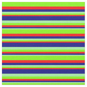 Grün, Blau, Rot und Linien Chartreuse Stoff