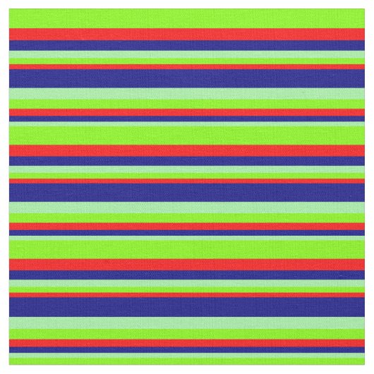 Grün, Blau, Rot und Linien Chartreuse Stoff (Nahaufnahme)