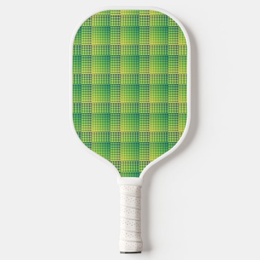 Grün Blau Schachbrett Abstract Muster Pickleball Schläger (Vorderseite)