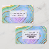 Grün, Blau und Pink mit goldenen Linien | Visitenkarte (Vorne/Hinten)