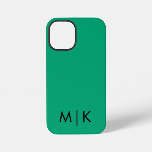 Grün Blau und Schwarz Modernes Monogramm iPhone Hülle (Rückseite)