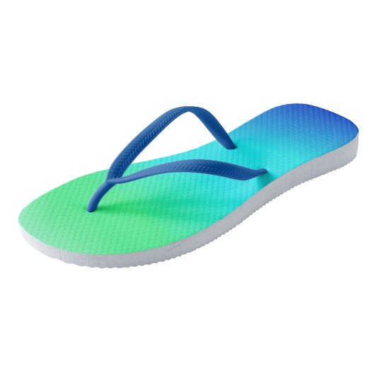 Grün, Blau und türkisfarbenes Cooles Wasser Ombre Badesandalen (Schrägansicht)