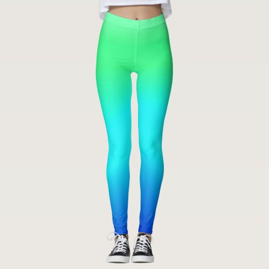 Grün, Blau und türkisfarbenes Cooles Wasser Ombre Leggings (Vorderseite)