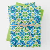Grün, Blau und Weiß Geschenkpapier Set (Beispiel)