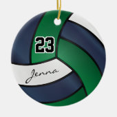grün, blau und weiß - 🏐 Volleyball Keramik Ornament (Vorne)