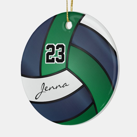 grün, blau und weiß - 🏐 Volleyball Keramik Ornament (Links)
