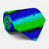Grün Blaue abstrakte 3D Regenbogenmuster Krawatte (Gerollt)
