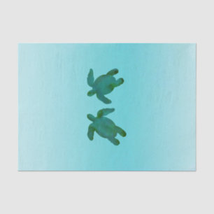 Grün Blaue Aquarell-Ozean 2 Meeresschildkröten Seidenpapier