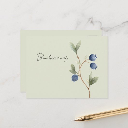 Grün Blaue Blaubeeren Obst   Postkarte (Vorderseite/Rückseite Beispiel)