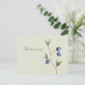 Grün Blaue Blaubeeren Obst   Postkarte (Stehend Vorderseite)